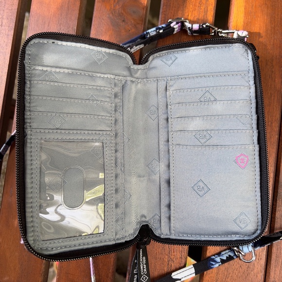 Vera Bradley RFID All in One Crossbody Bag Plum Pansies - Picture 6 of 13